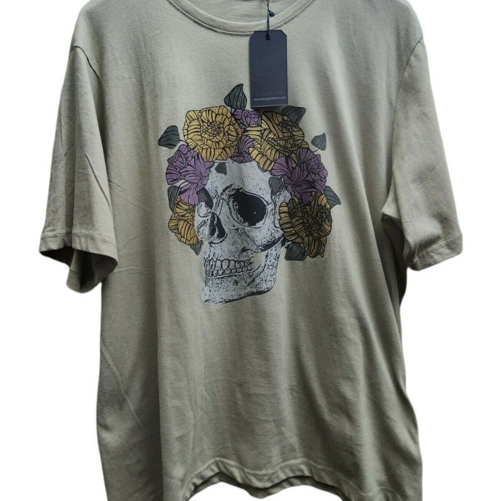 Bolongaro Trevor Men's Graphic Skull Roses Tshirt NWT Large